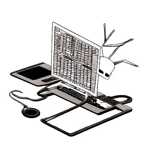 stick figure with processor chip for a head tattoo design idea