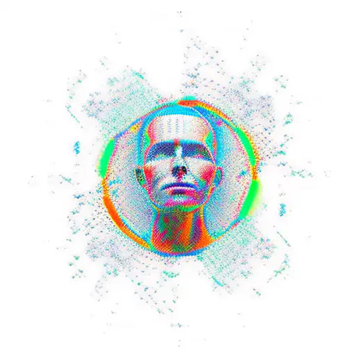 stick figure with processor chip for a  head tattoo design idea