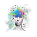 stick figure with processor head tattoo design idea