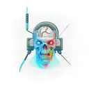 stick figure with processor head tattoo design idea