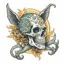 skull ocean tattoo design idea