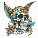 skull ocean tattoo design idea