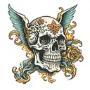 skull ocean tattoo design idea