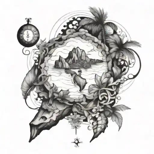 'martina'  in the island map of curacao tattoo design idea