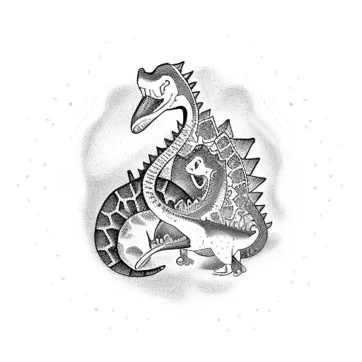 Long neck mom and baby dinosaur  tatto with mandala inside dinosaurs birthdates and names tattoo design idea