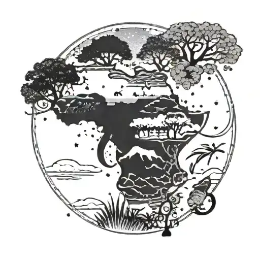 Africa continent filled night sky tattoo design idea