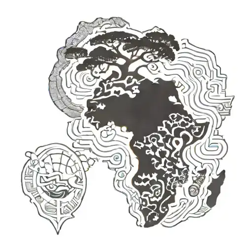 Africa continent filled tattoo design idea