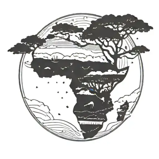 Africa continent filled night sky tattoo design idea