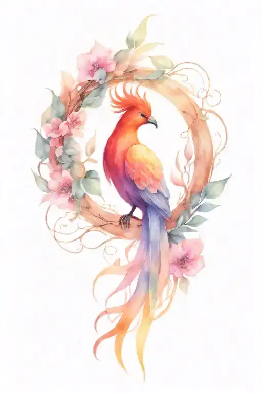 phoenix rising from ash tree tattoo design idea