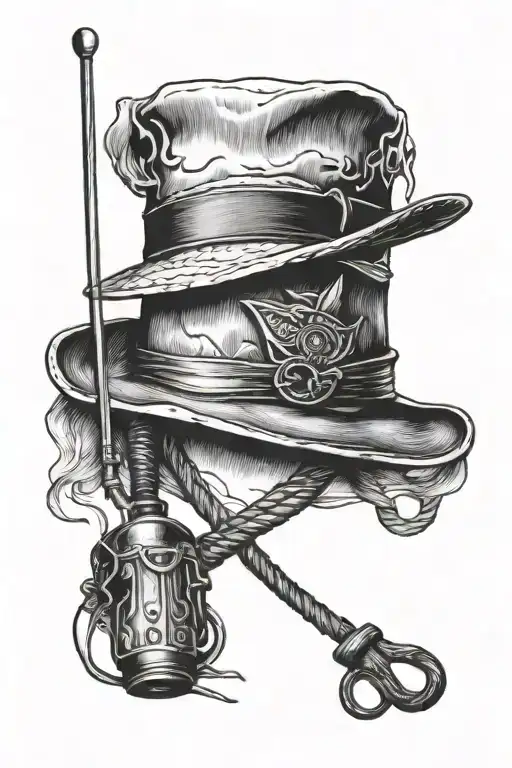 indiana jones hat and whip tattoo design idea