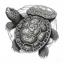 snapping turtle shell made into clock face tattoo design idea