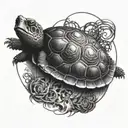 snapping turtle shell made into clock face tattoo design idea