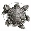 snapping turtle shell made into clock face tattoo design idea