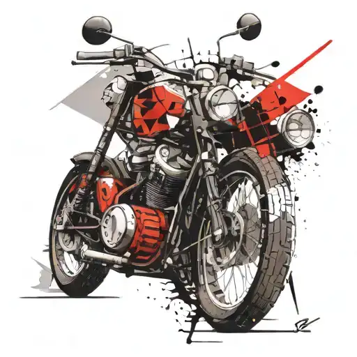 triump bobber motorcycle with geometric elements tattoo design idea