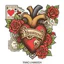 deck of cards with anatomical hearts and the phrase Yahweh tattoo design idea