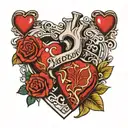 deck of cards with anatomical hearts and the phrase Yahweh tattoo design idea