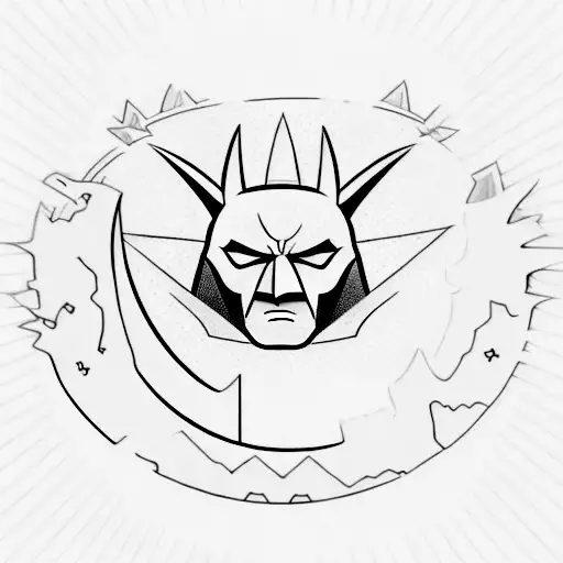 A minimalist tattoo of a stack of money with the Batman logo on top tattoo design idea