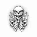 sad skeleton heavy is the crown tattoo design idea