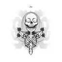 sad skeleton heavy is the crown tattoo design idea