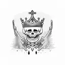 sad skeleton heavy is the crown tattoo design idea