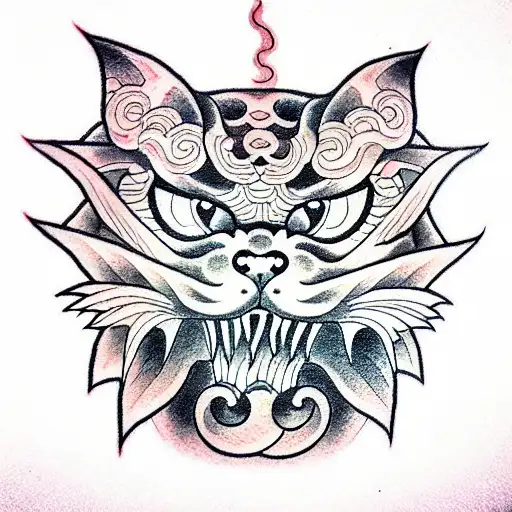 demon cat tattoo design idea