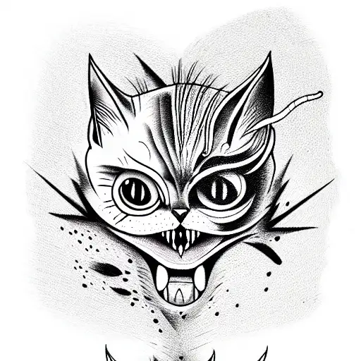 demon cat tattoo design idea