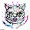 demon cat tattoo design idea