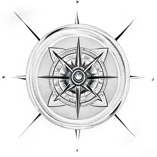 Eye of agamotto combined with a compass rose and nautical elements tattoo design idea