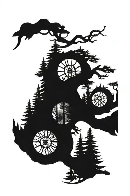 pine forest elden ring wheel of time interwinted  tattoo design idea