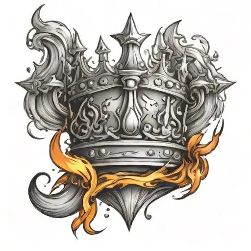 A water and fire themed crown symbolizing freedom and empowerment tattoo design idea