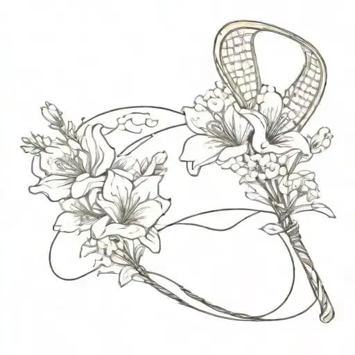 lacrosse, flowers, ocean tattoo design idea