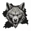 half punisher skull half wolf head tattoo design idea