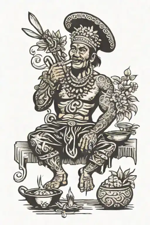 Cook surrounded by taíno tattoo design idea