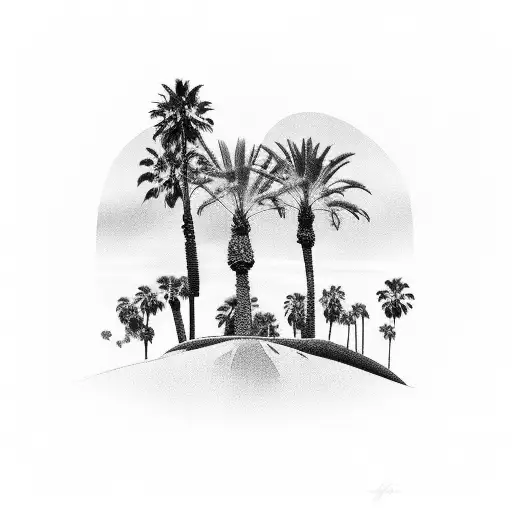 palm tress, Los Angeles, daughter memorial  tattoo design idea