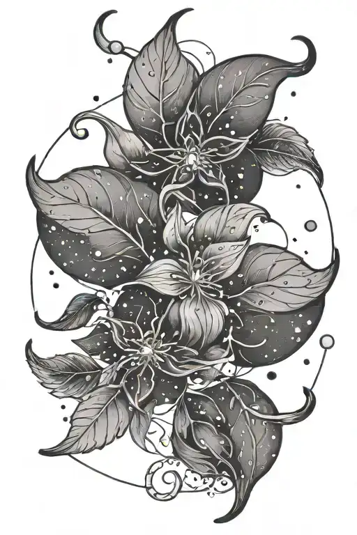 Taurus constellation intertwined leaves tattoo design idea