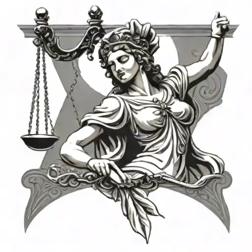 lady justice blindfolded tattoo design idea