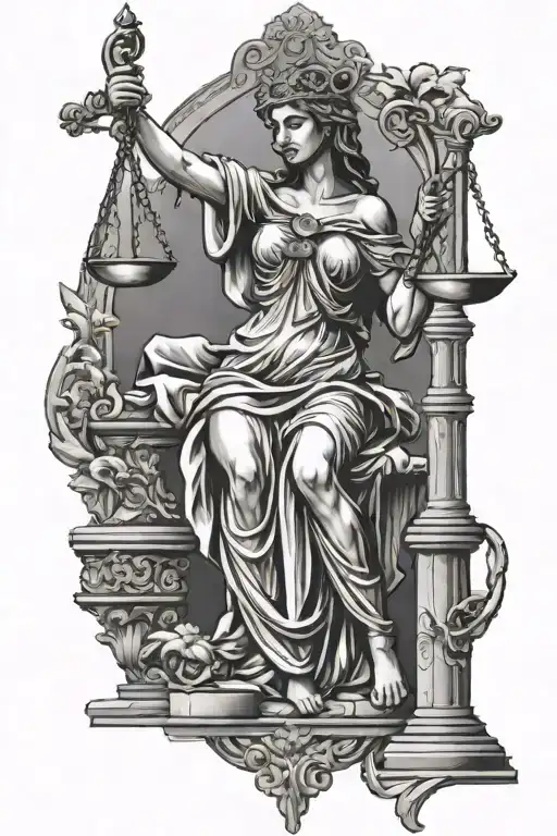 lady justice with tombstones tattoo design idea