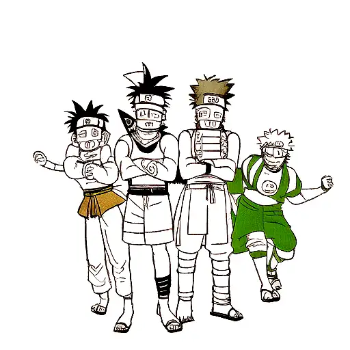naruto, goku, deku, shikamaru, choji tattoo design idea