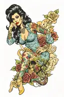 pin up Amy Winehouse full body tattoo design idea