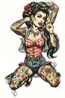 pin up Amy Winehouse full body tattoo design idea