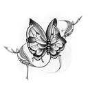 arrow with two butterflies  tattoo design idea
