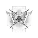 arrow with two butterflies  tattoo design idea