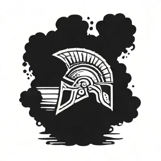 A Spartan helmet with a beach landscape inside, combining the client's love for Spartan races and serene beach vibes tattoo design idea