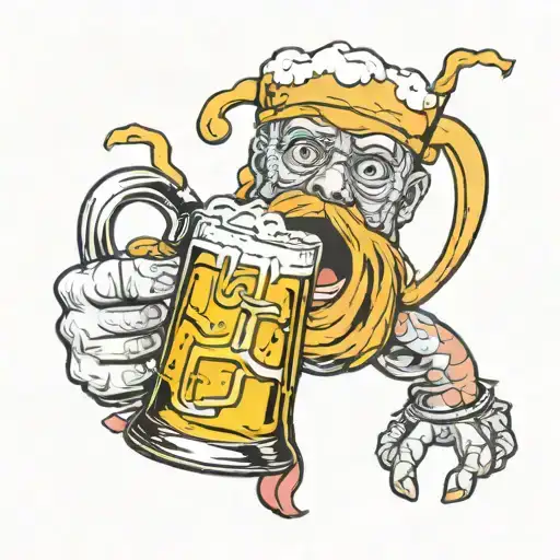 walking speak and beer mug doing revolution tattoo design idea