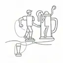 a living techno speaker and a living beer mug walking for the revolution tattoo design idea