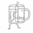 a living techno speaker and a living beer mug walking for the revolution tattoo design idea