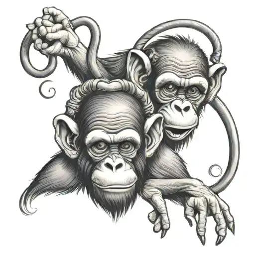 hear no evil speak no evil monkey tattoo design idea
