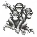 hear no evil speak no evil monkey tattoo design idea
