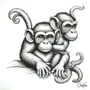 hear no evil speak no evil monkey tattoo design idea