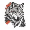 gray wolf red black tattoo design idea
